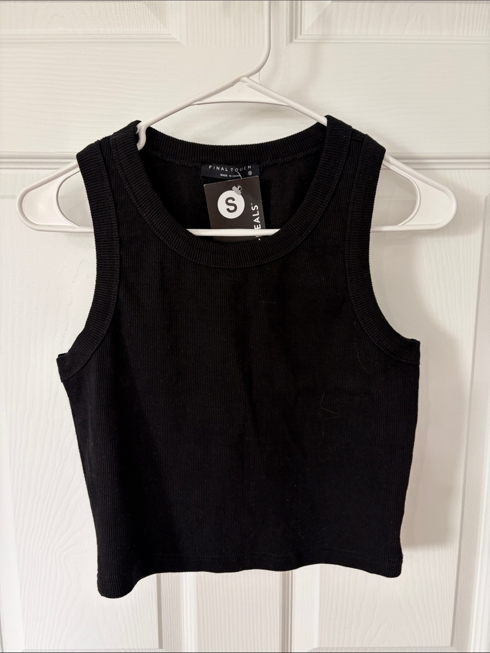 Final Touch Black Ribbed Scoop Neck Tank